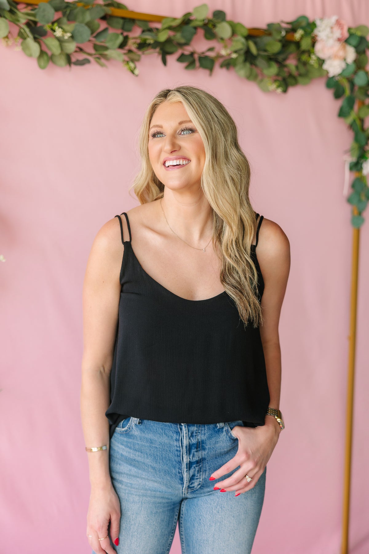 Black Crinkle Cami
