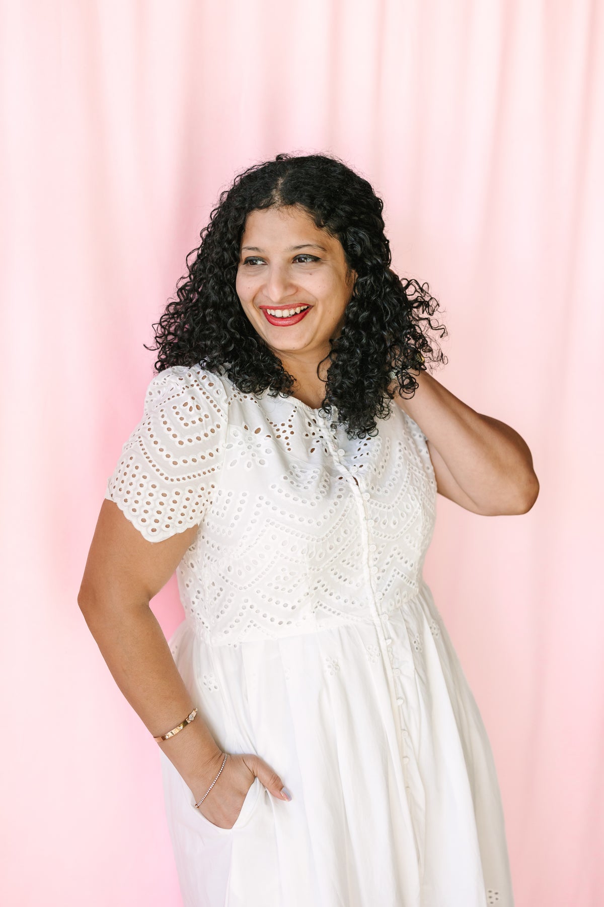 White Eyelet Button Down Dress