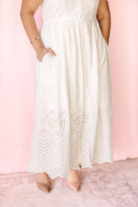 White Eyelet Button Down Dress