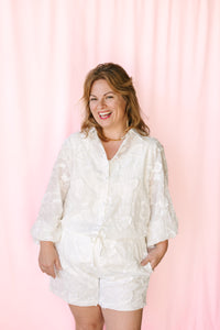 White Floral Button Down