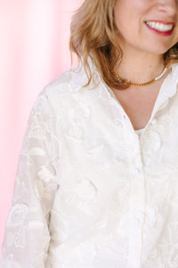 White Floral Button Down