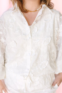 White Floral Button Down