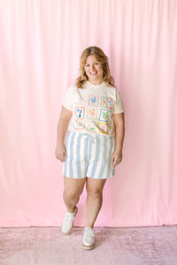 Striped Denim Shorts