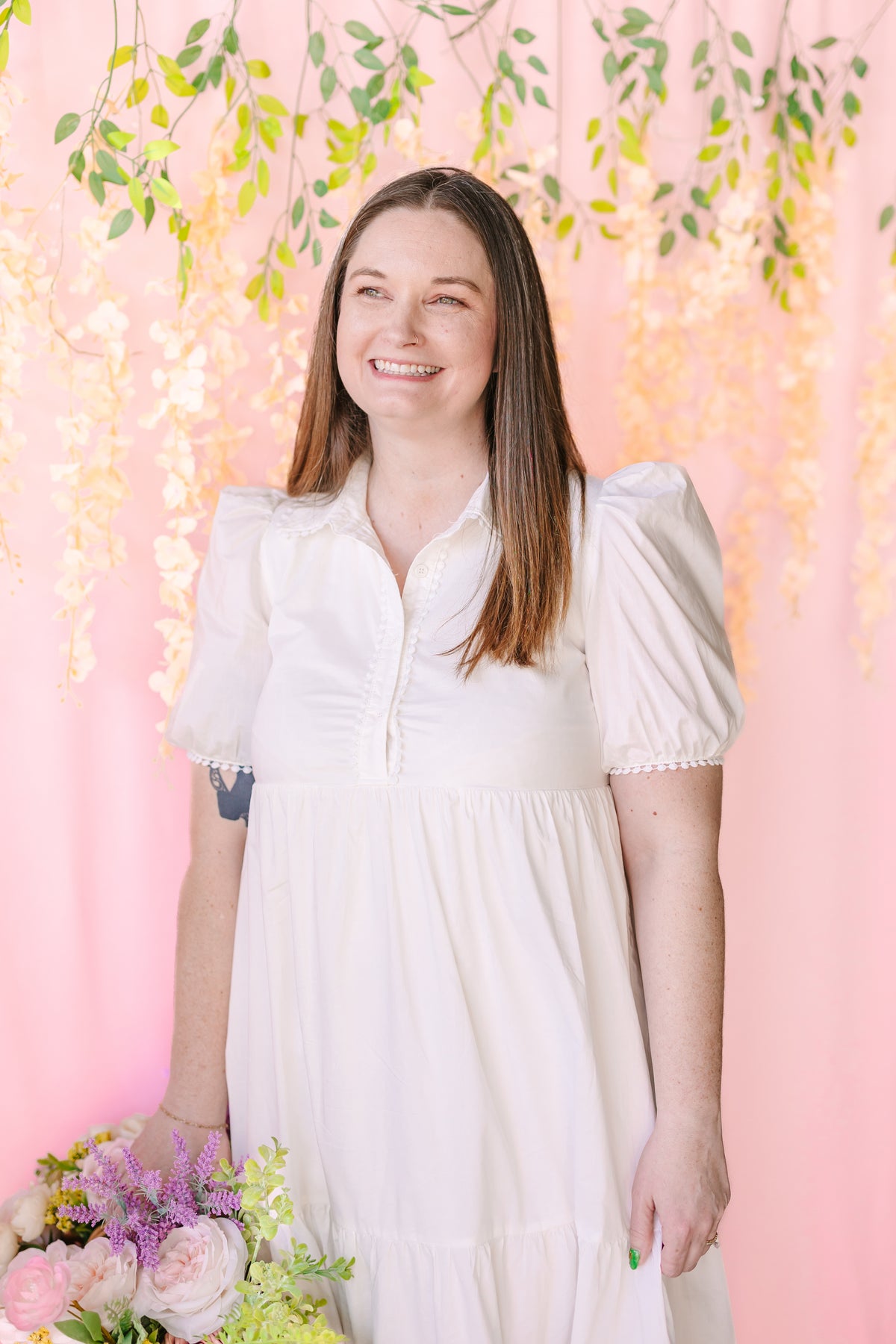 White Button Up Midi Dress