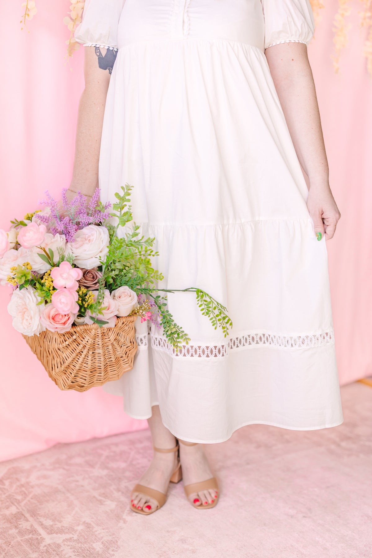 White Button Up Midi Dress