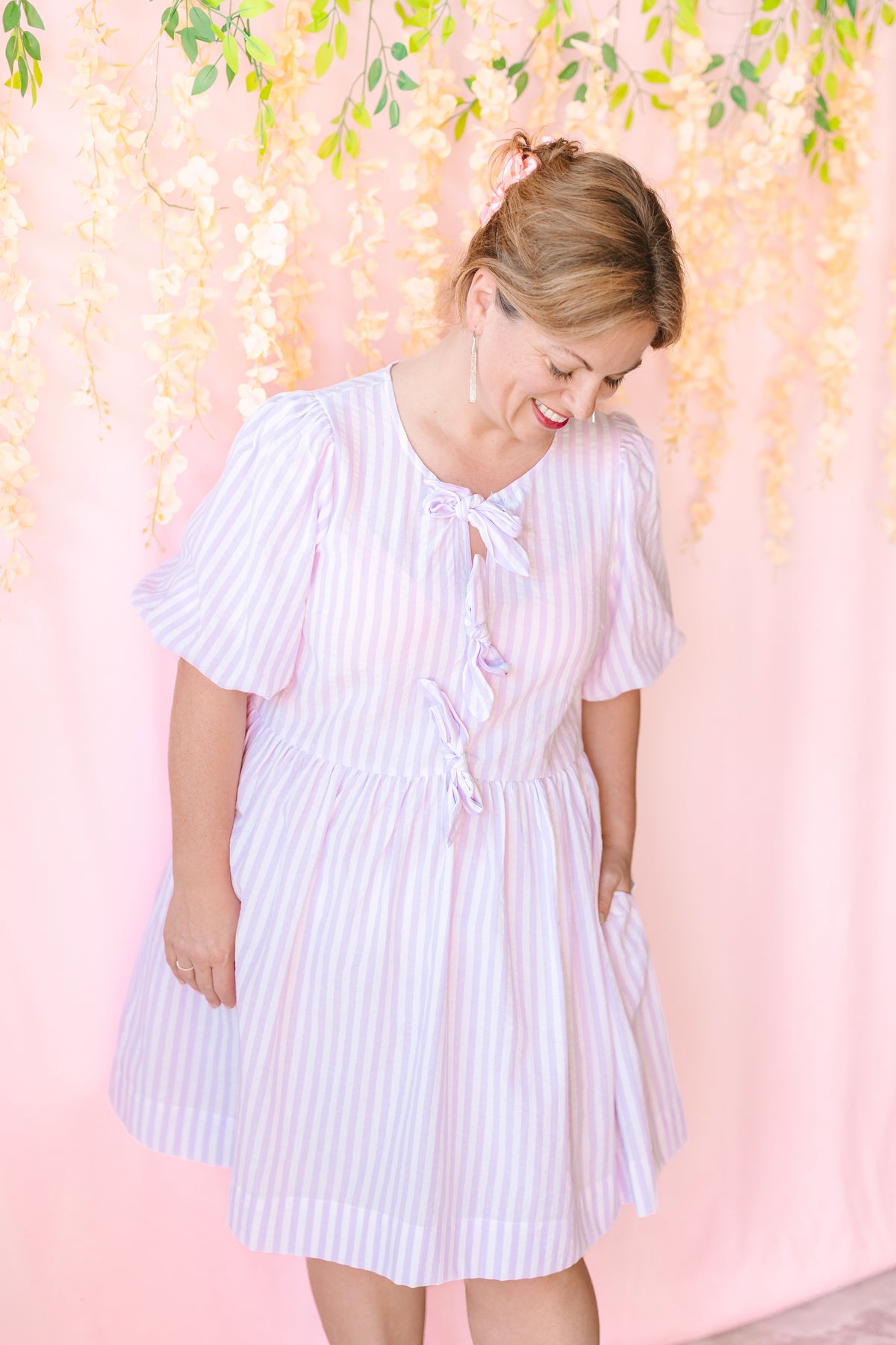 Lavender Striped Mini Dress