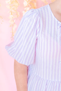 Lavender Striped Mini Dress