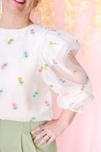 Floral Ivory Organza Blouse