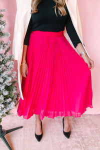 Hot Pink Pleated Skirt