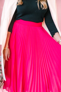 Hot Pink Pleated Skirt