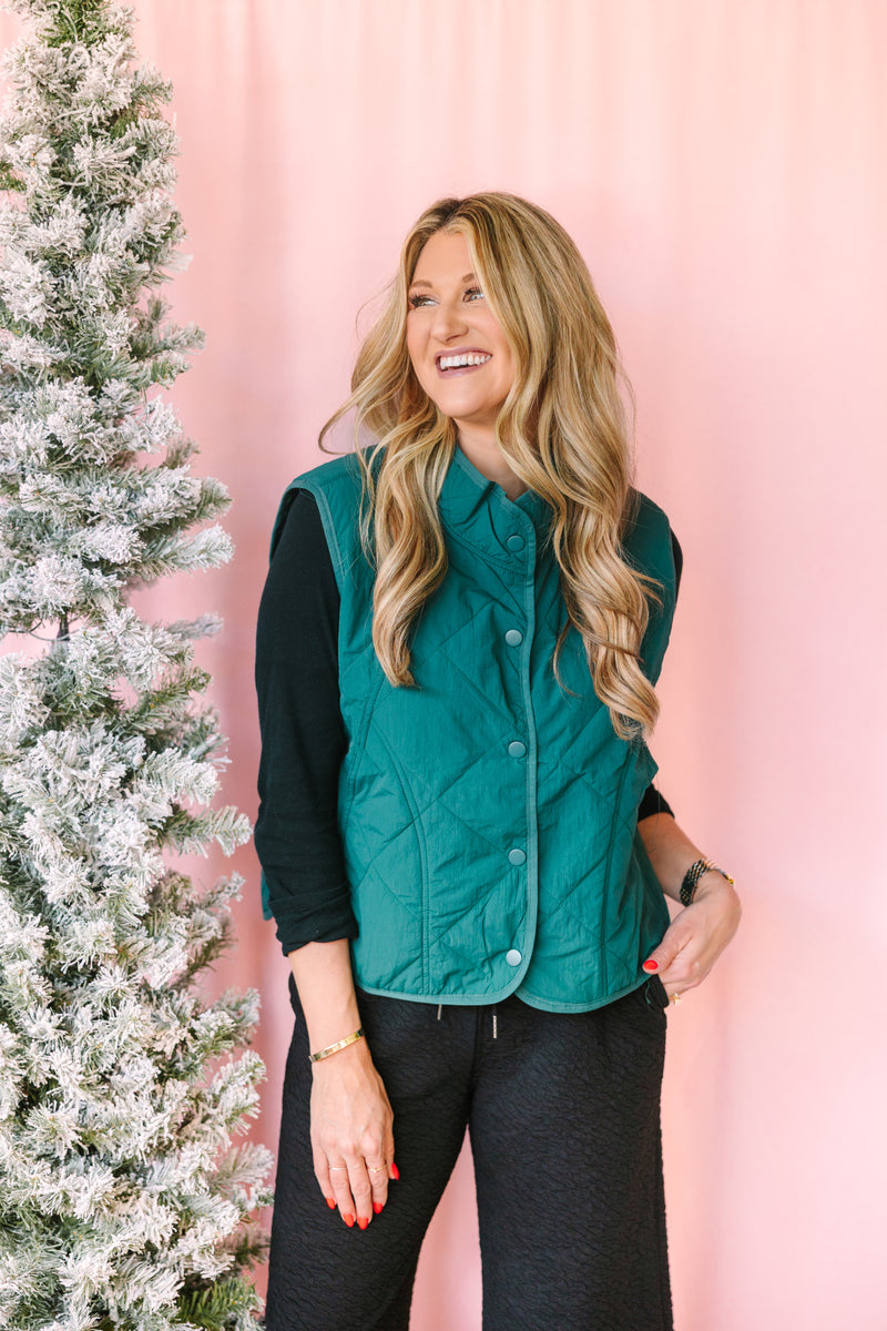 Teal Quilted Puffer Vest