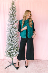 Crinkled Texture Cropped Pants