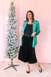 Black Velvet Pleats Skirt