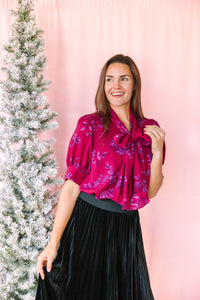 Dark Magenta Floral Blouse