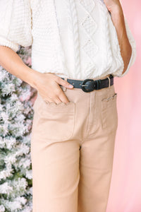 Camel Scalloped Pocket Pants