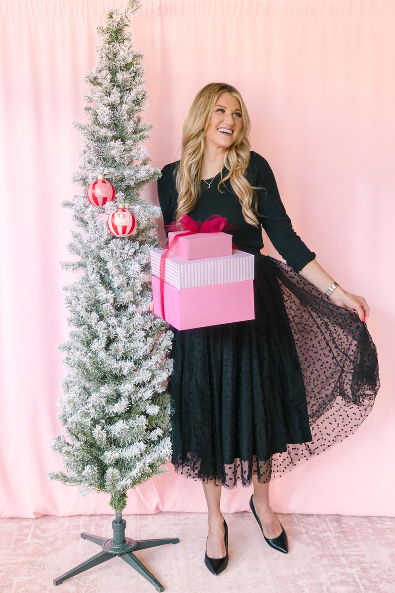 Black Polka Dot Mesh Skirt