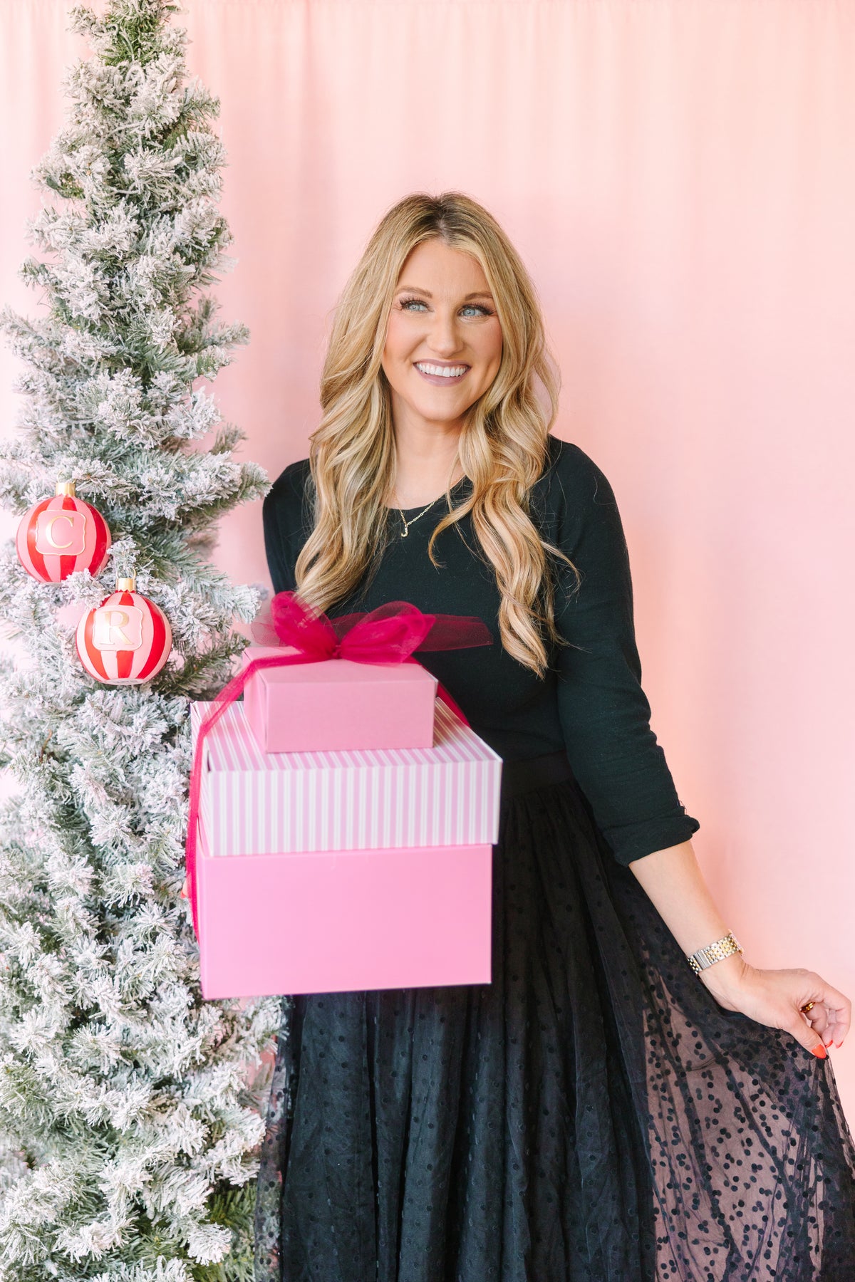 Black Polka Dot Mesh Skirt