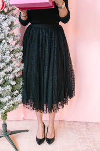 Black Polka Dot Mesh Skirt