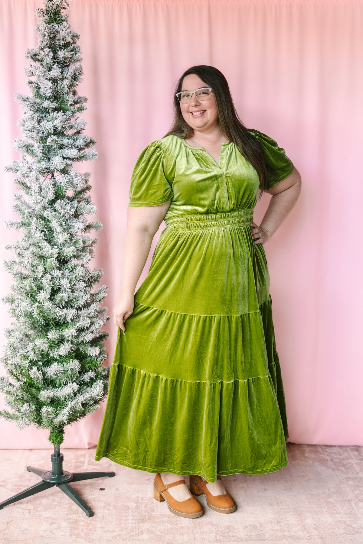 Moss Velvet Midi Dress