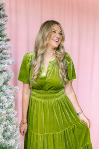 Moss Velvet Midi Dress