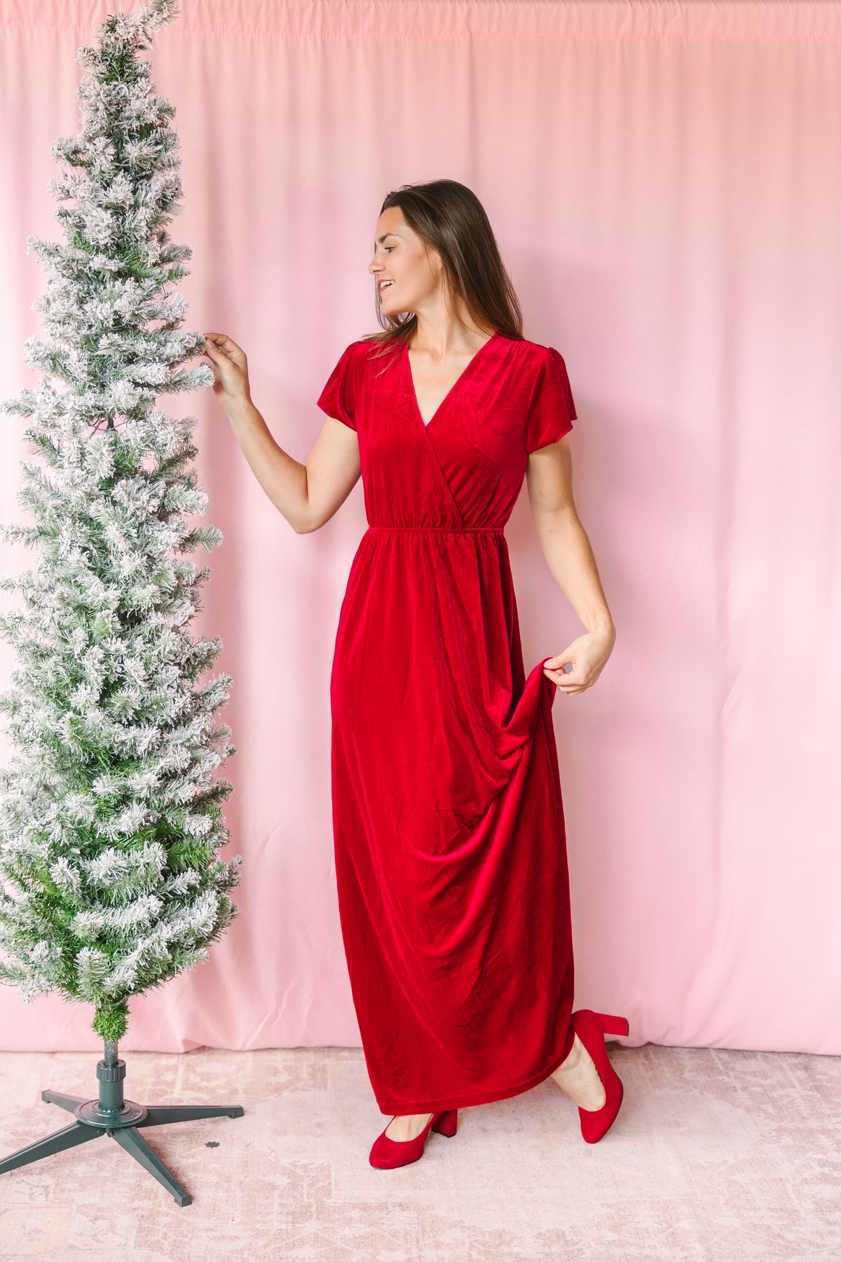 Red Velvet Maxi Dress
