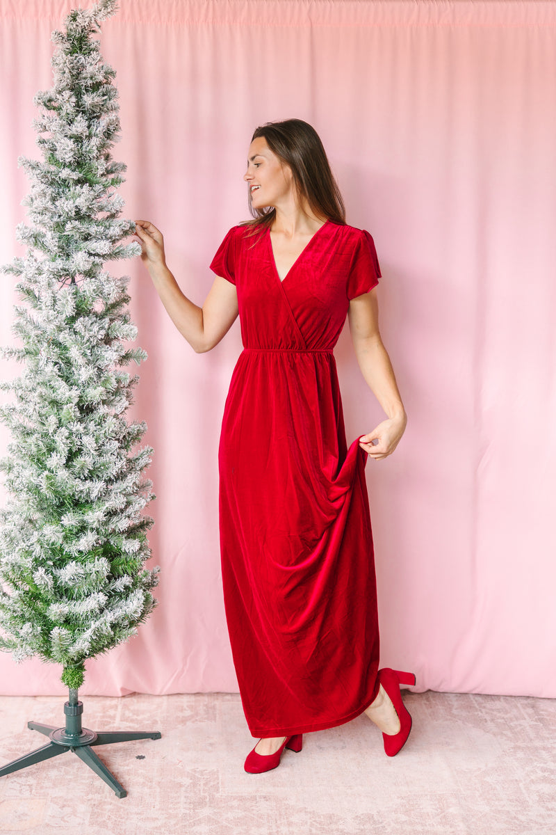 Red Velvet Maxi Dress