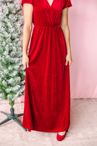 Red Velvet Maxi Dress