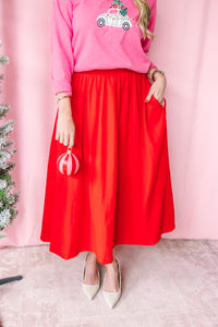 Red Maxi Skirt