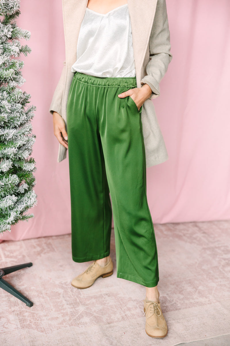 Green Satin Pants