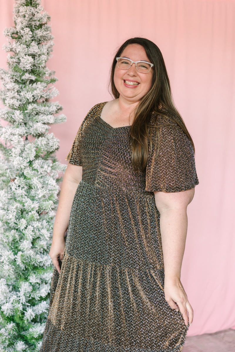 Black Metallic Textured Dress