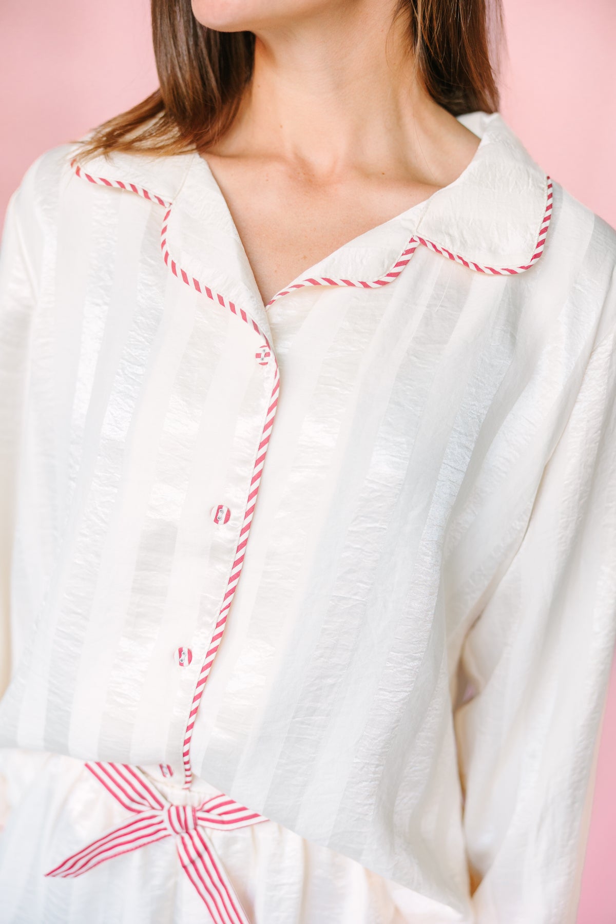 Candy Cane Trim Pajama Set