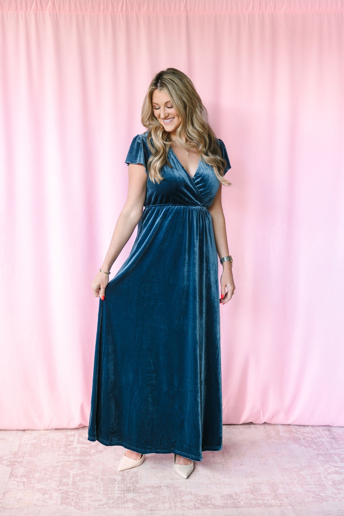 Blue Velvet Maxi Dress