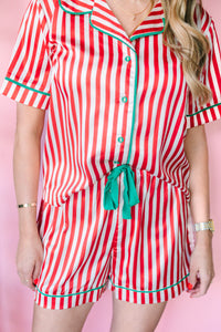 Red & Cream Striped Pajama Set