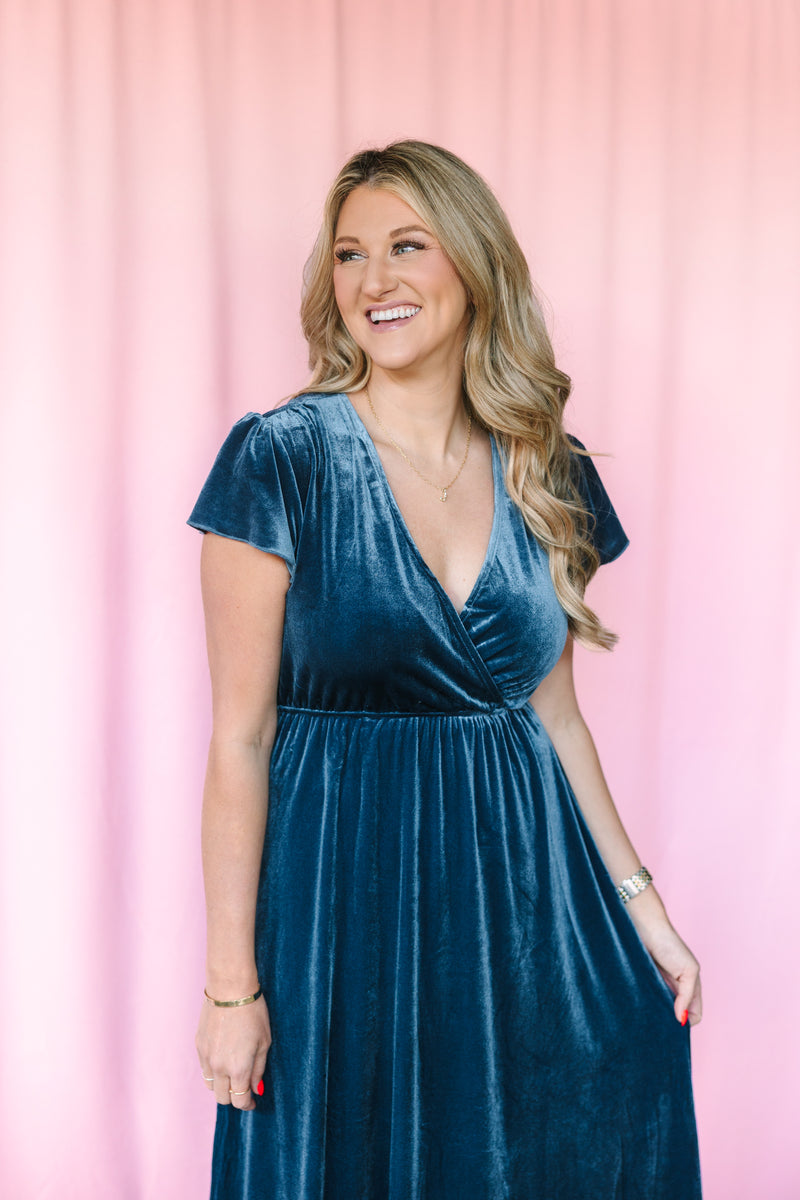 Blue Velvet Maxi Dress