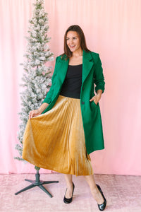 Gold Velvet Pleats Skirt
