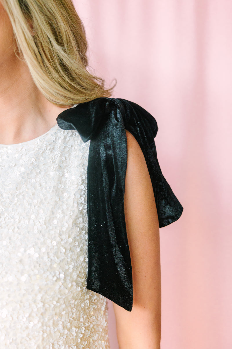 Cream Sequin Bubble Dress