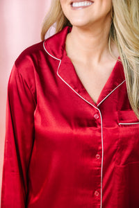 Burgundy Satin Pajama Set