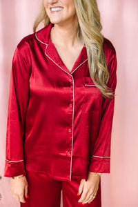 Burgundy Satin Pajama Set