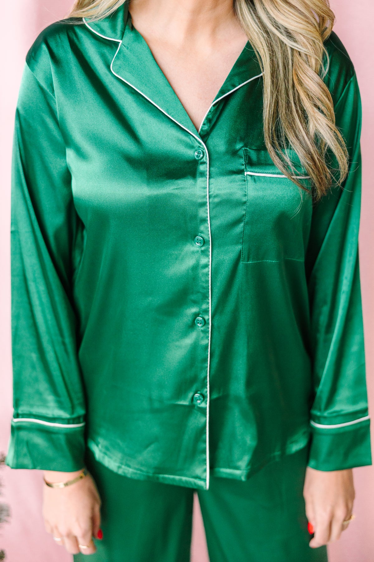 Green Satin Pajama Set
