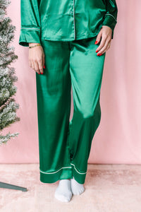Green Satin Pajama Set
