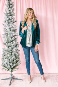 Teal Velvet Blazer