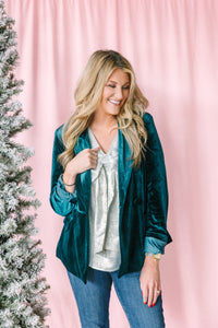 Teal Velvet Blazer