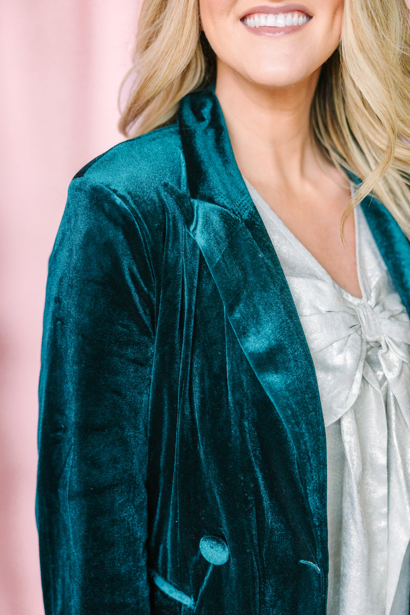 Teal Velvet Blazer