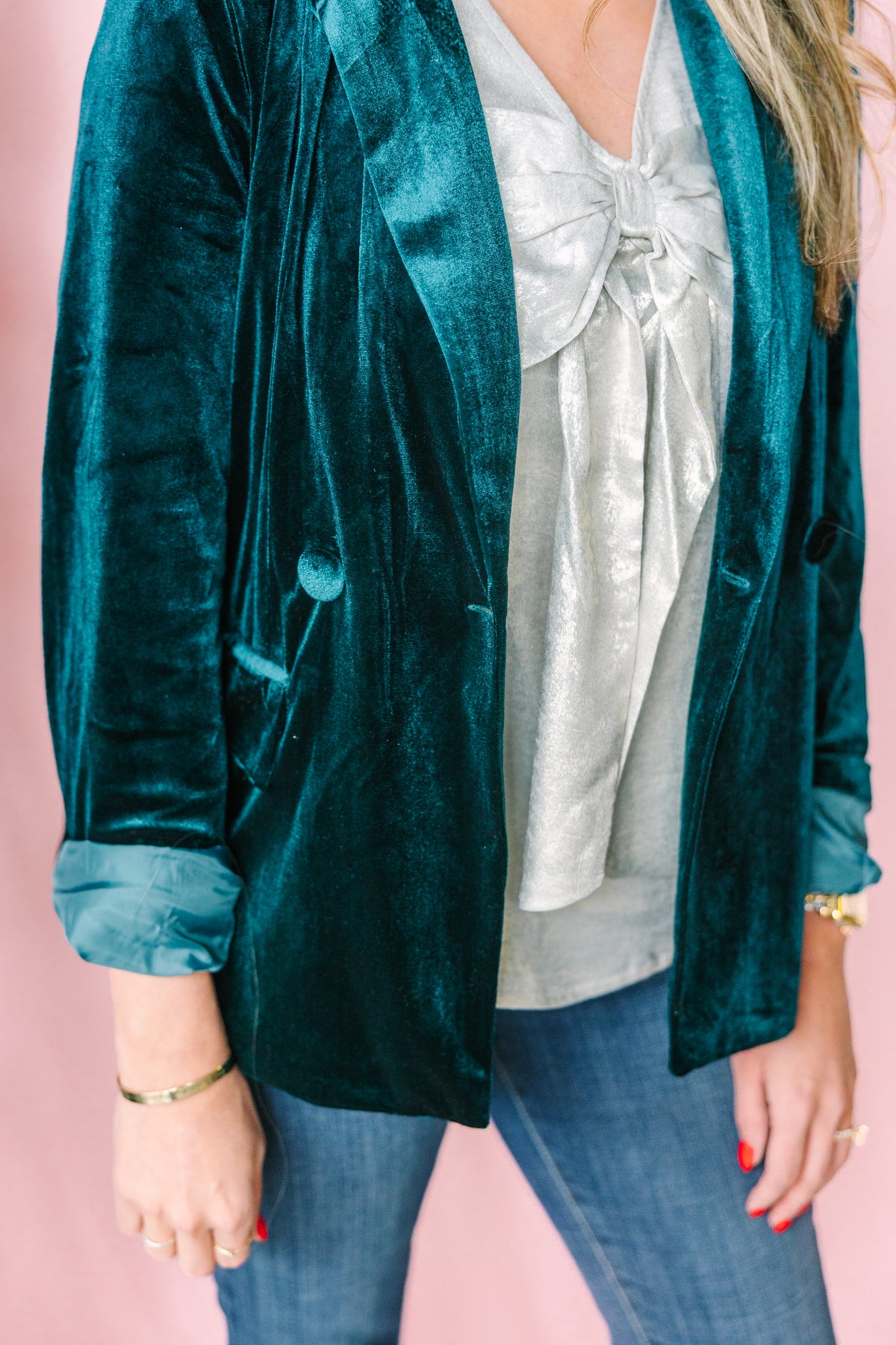 Teal Velvet Blazer