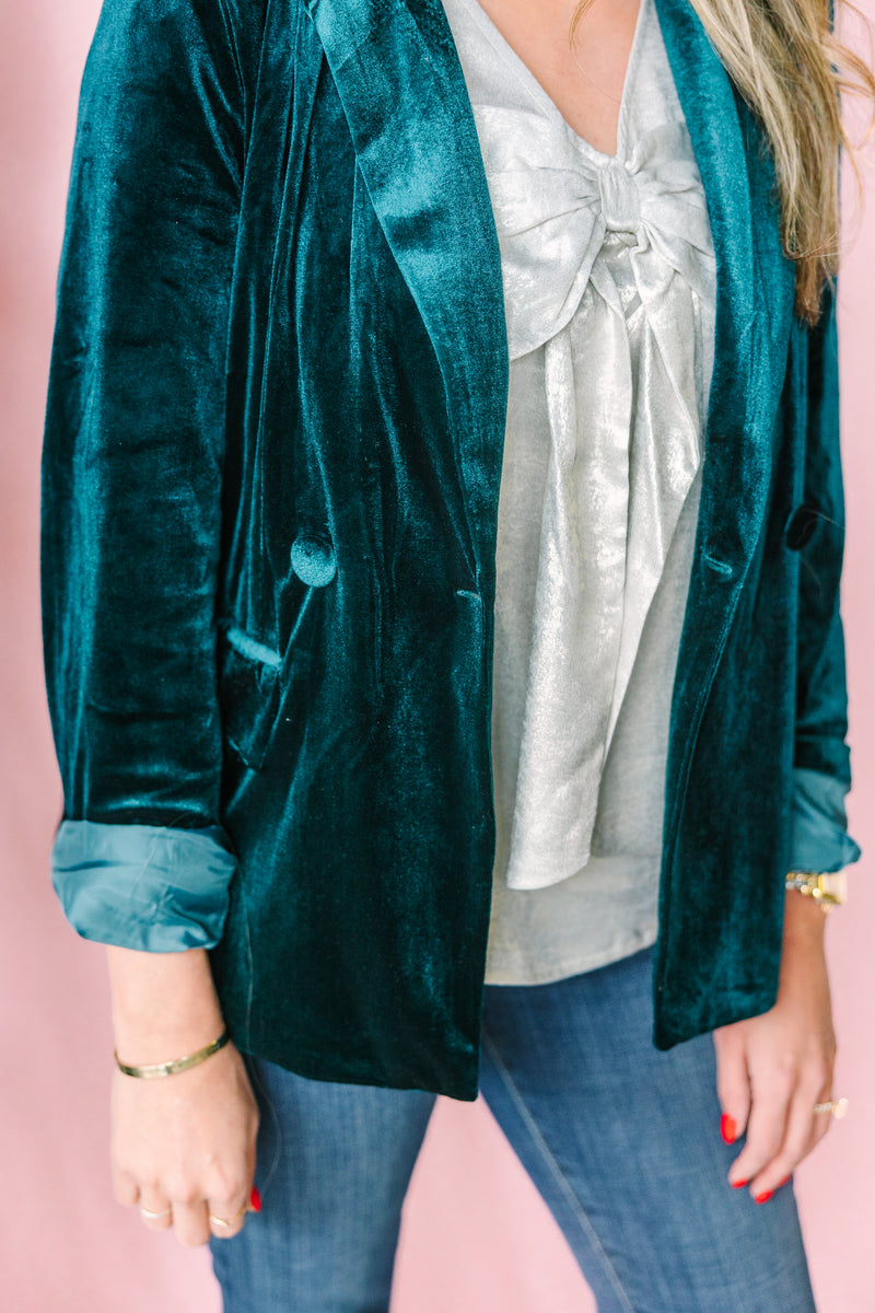 Teal Velvet Blazer