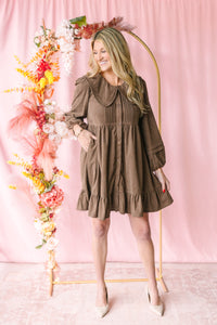 Brown Corduroy Babydoll Dress