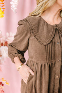 Brown Corduroy Babydoll Dress