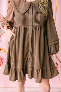 Brown Corduroy Babydoll Dress