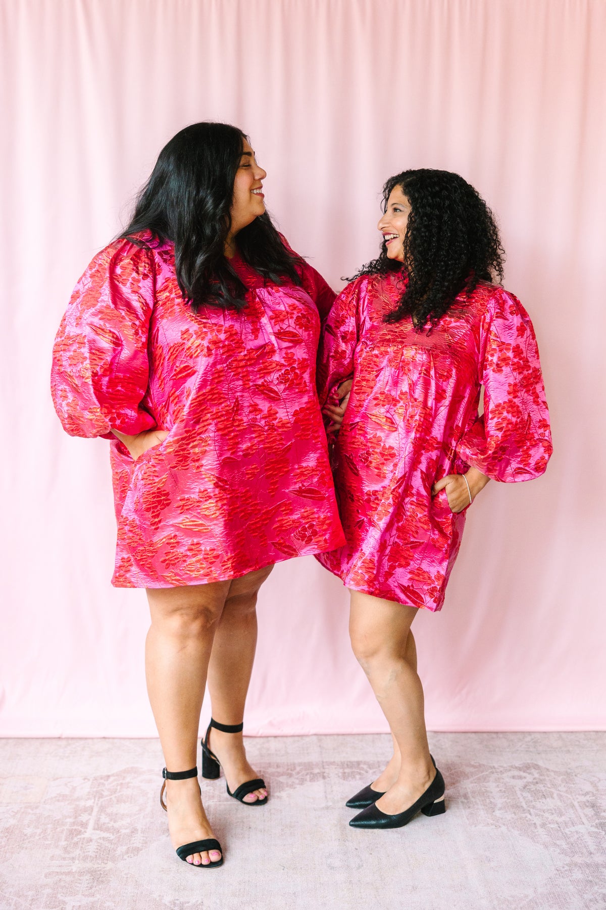 Hot Pink Floral Jacquard Dress