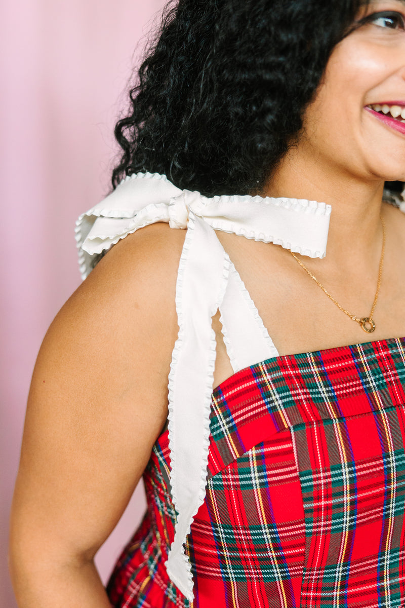 Red Christmas Tie-Shoulder Dress